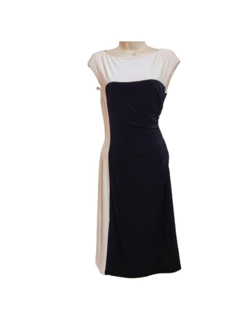Lauren Ralph Lauren Navy White Sheath Knit Dress Size 4